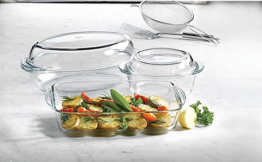 Borcam - 5 PCs1 Oven Dish and 2 Casseroles Set