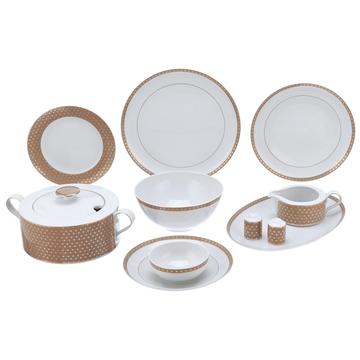 Falkenporzellan - Dinner Set 59 Pieces - Orange & Gold & Blue - Porcelain