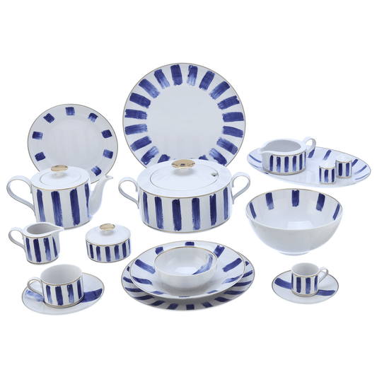 Falkenporzellan - Dinner Set 112 Pieces - Blue & Gold - Porcelain