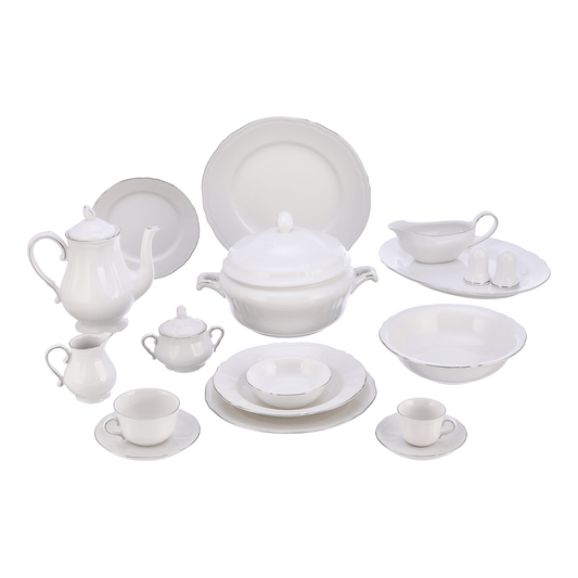 Falkenporzellan - Dinner Set 112 Pieces - Silver - Porcelain