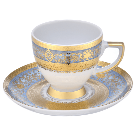 Falkenporzellan - Coffee Set 6 Pieces - Blue & Gold - Porcelain
