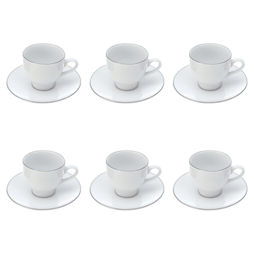 Senzo - Coffee Set 6 Pieces - Silver - Porcelain