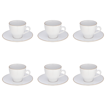 Senzo - Coffee Set 6 Pieces with Saucers - Gold - Porcelain
