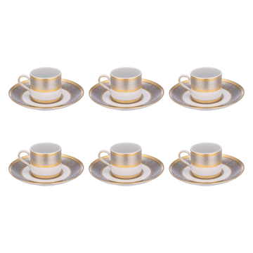 Falkenporzellan - Coffee Set 6 Pieces - Silver & Gold - Porcelain