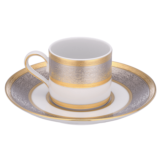 Falkenporzellan - Coffee Set 6 Pieces - Silver & Gold - Porcelain