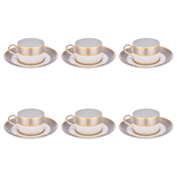 Falkenporzellan - Tea Set 6 Pieces - Silver & Gold - Porcelain