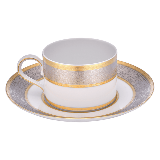 Falkenporzellan - Tea Set 6 Pieces - Silver & Gold - Porcelain