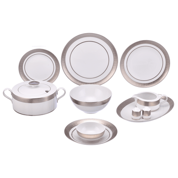 Falkenporzellan - Dinner Set 59 Pieces - Silver - Porcelain