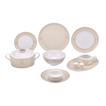 Falkenporzellan - Dinner Set 59 Pieces - Cream & Gold - Porcelain