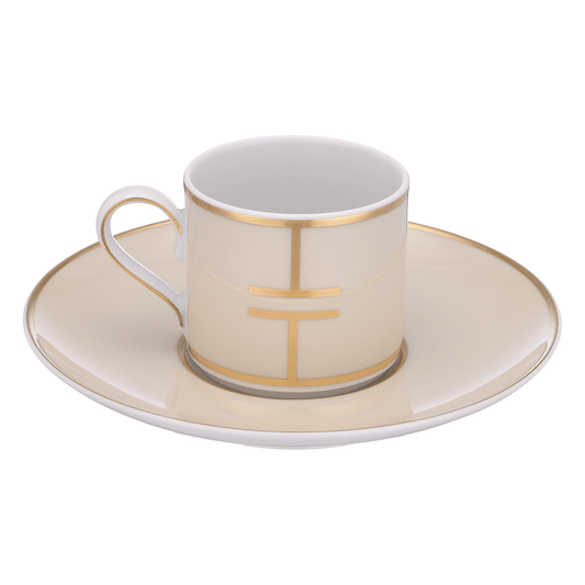 Falkenporzellan - Coffee Set 6 Pieces - Cream & Gold - Porcelain