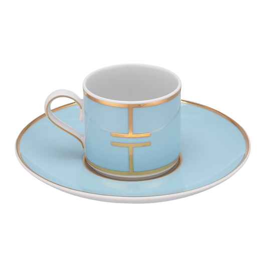 Falkenporzellan - Coffee Set 6 Pieces - Blue & Gold - Porcelain