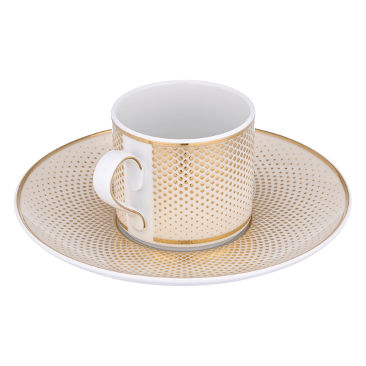 Falkenporzellan - Rio Coffee Set 6 Pieces - Porcelain - Cream & Gold