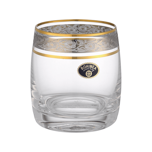 Bohemia Crystal - Tumbler Glass Set 6 Pieces - Silver & Gold - 290ml