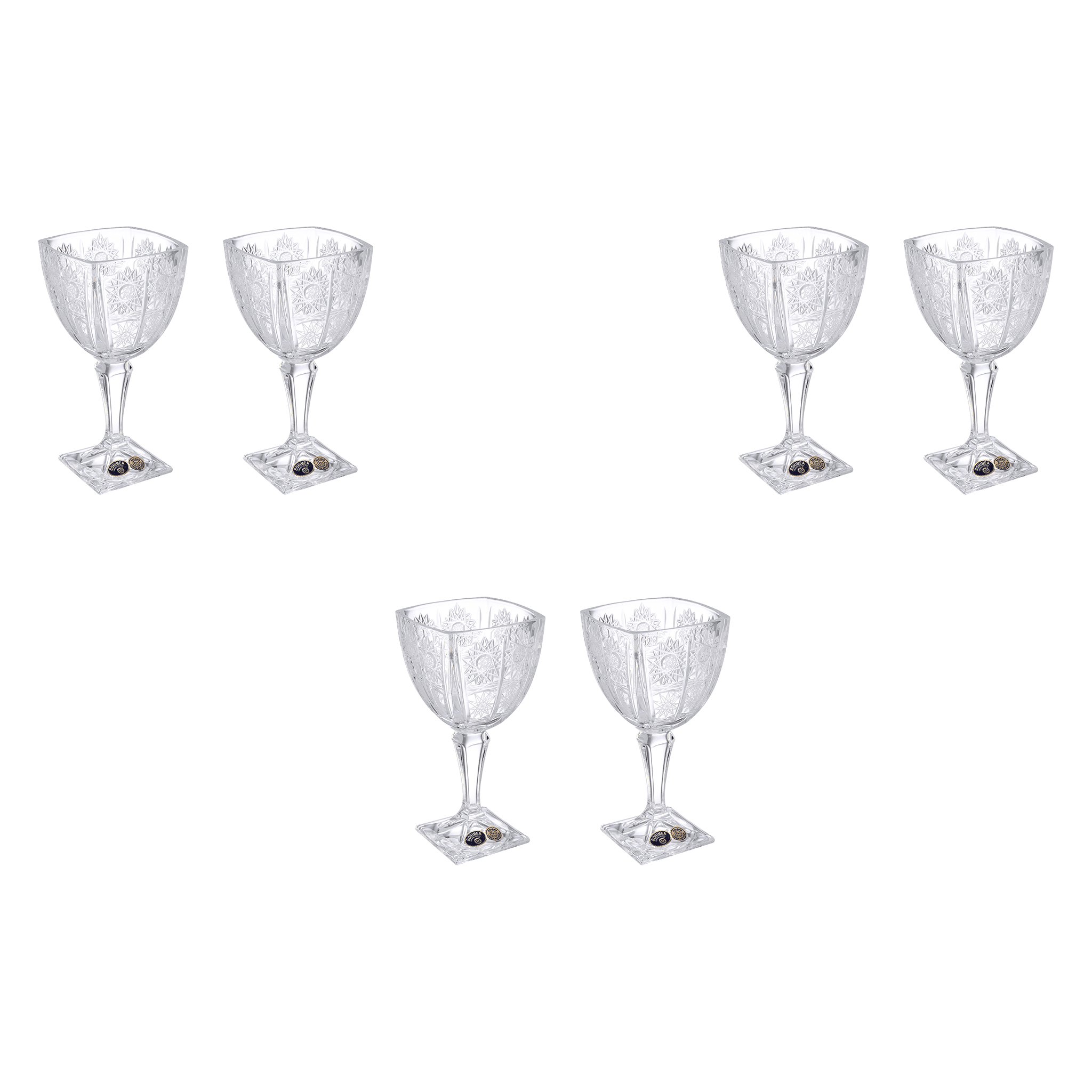 Bohemia Crystal - Square Goblet Glass Set 6 Pieces - 270ml - Crystal - 2700010168