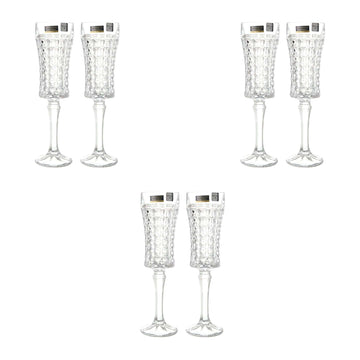 Bohemia Crystal - Flute Diamond Glass Set 6 Pieces - 120ml - Crystal