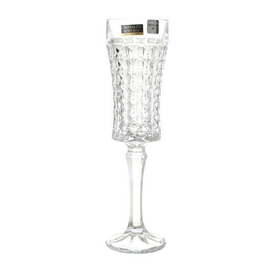 Bohemia Crystal - Flute Diamond Glass Set 6 Pieces - 120ml - Crystal