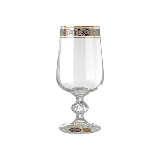Bohemia Crystal - Flute Glass Set 6 Pieces  - Gold & Silver - 180ml - Crystal
