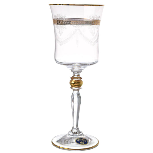 Bohemia Crystal - Goblet Glass Set 6 Pieces - Gold - 250ml - Crystal