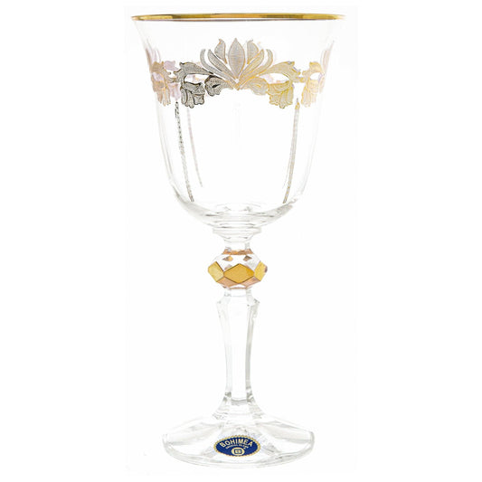 Bohemia Crystal - Goblet Glass Set 6 Pieces - Gold - 220ml - Crystal