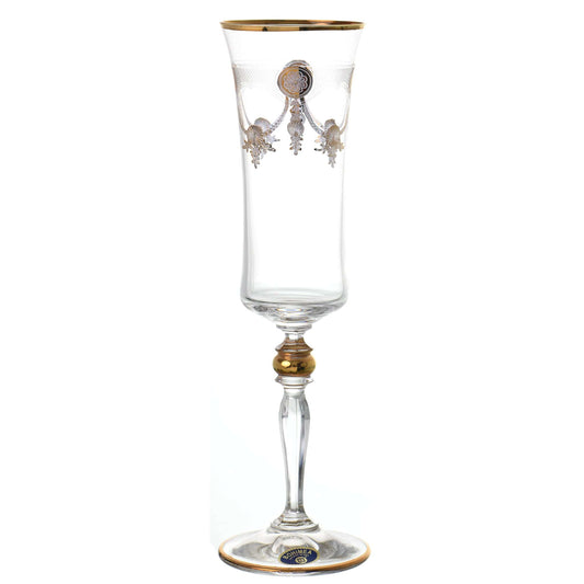 Bohemia Crystal - Flute Glass Set 6 Pieces - Gold - 150ml - Crystal