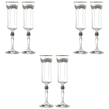 Bohemia Crystal - Flute Glass Set 6 Pieces - Silver - 150ml - 2700010739
