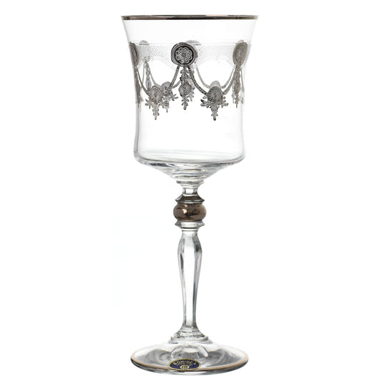 Bohemia Crystal - Goblet Glass Set 6 Pieces - Silver - 220ml