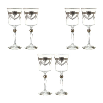 Bohemia Crystal - Goblet Glass Set 6 Pieces - Silver - 220ml