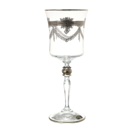Bohemia Crystal - Goblet Glass Set 6 Pieces - Silver - 220ml
