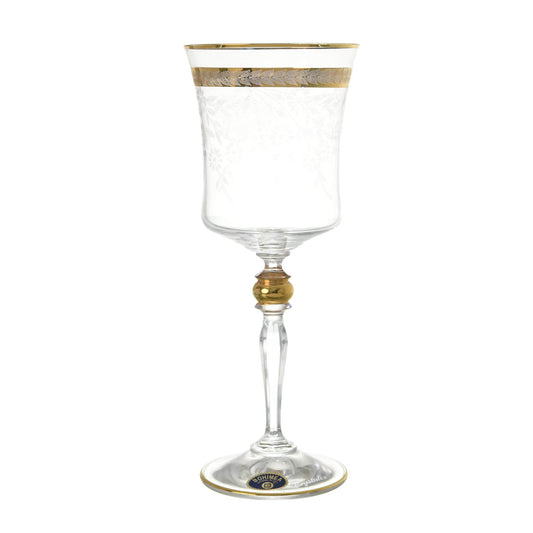 Bohemia Crystal - Goblet Glass Set 6 Pieces - Gold - 220ml