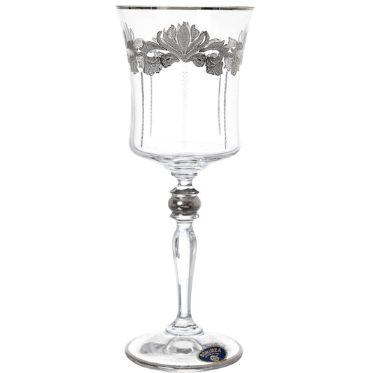 Bohemia Crystal - Goblet Glass Set 6 Pieces - Silver - 250ml - Crystal