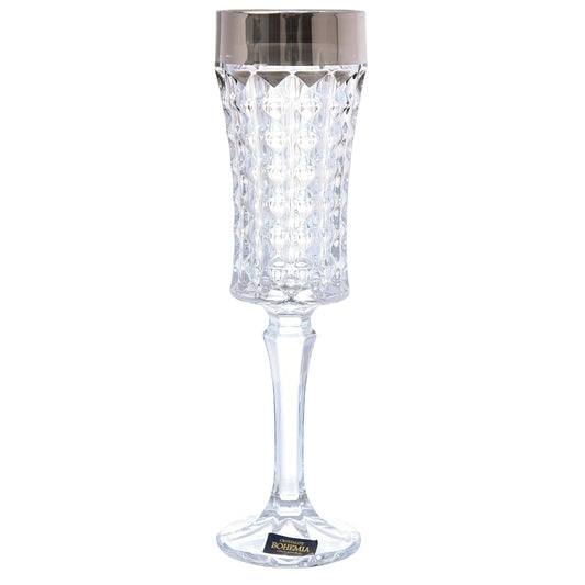 Bohemia Crystal - Flute Diamond Glass Set 6 Pieces - 120ml - Grey - Crystal