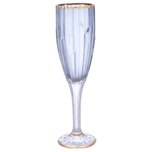 Flute Glass Set 6 Pieces - Blue & Gold - 120ml - Glass