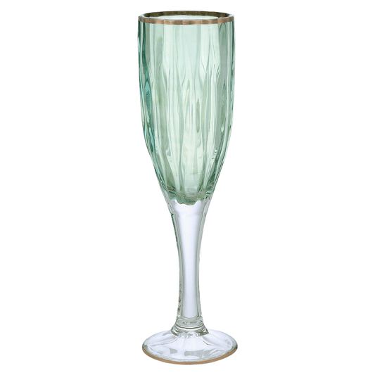 Flute Glass Set 6 Pieces - Green & Silver - 120ml
