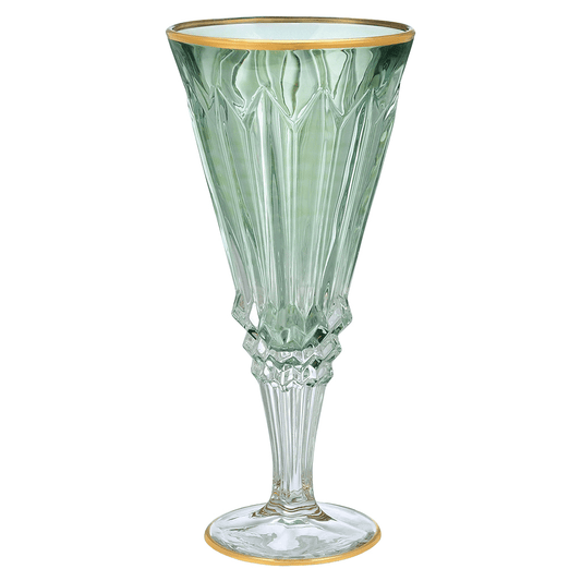 Goblet Glass Set 6 Pieces - Green & Gold - 250ml - Glass