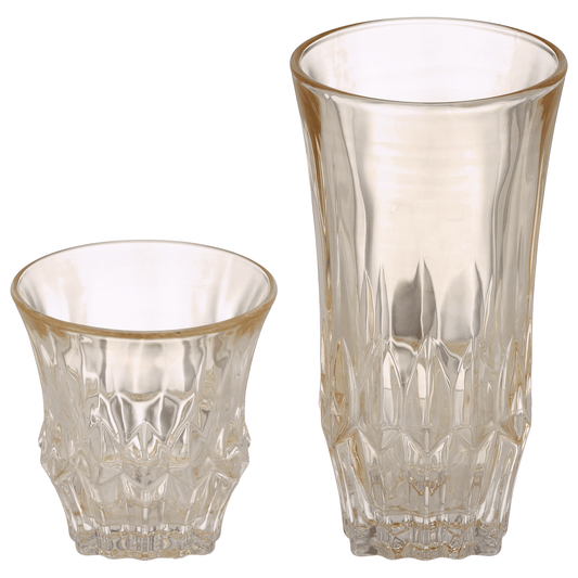 Highball & Tumbler Glass Set 12 Pieces - Orange - Glass - 250&220ml