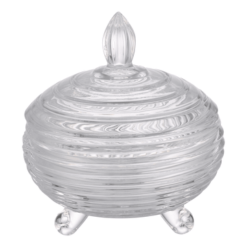 Round Glass Box with Feet - 18.5cm - Glass