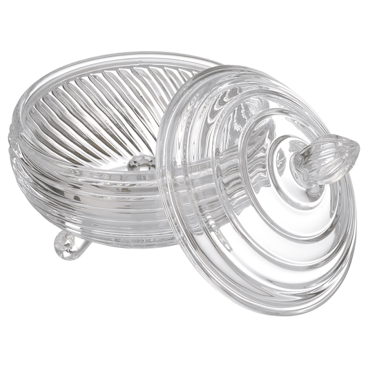 Round Glass Box with Feet - 18.5cm - Glass