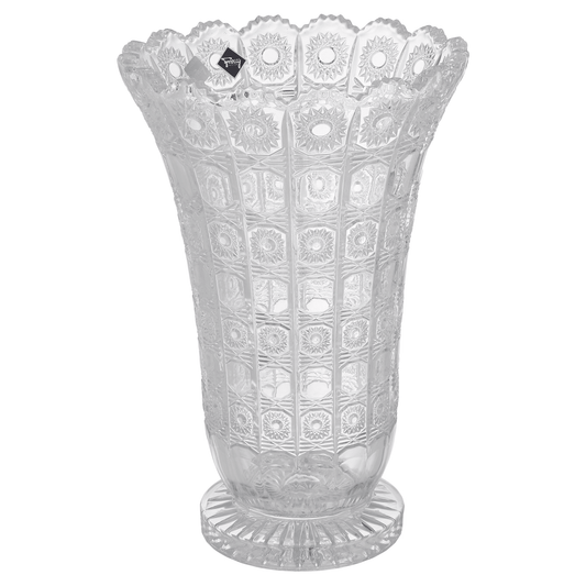 Decorated Glass Vase with Base - Glass - 29x19cm