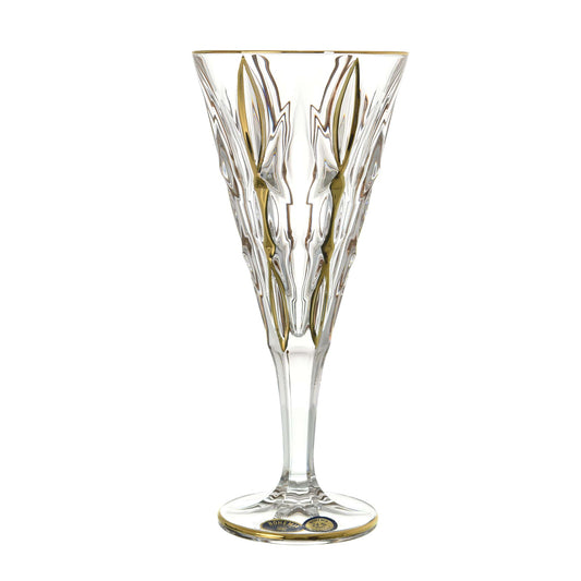 Bohemia Crystal - Goblet Glass Set 6 Pieces - 240ml - Gold - Crystal