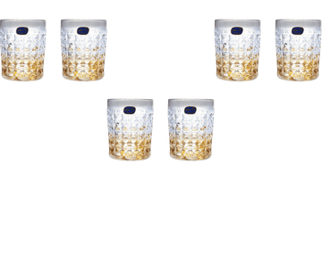 Bohemia Crystal - Diamond Tumbler Glass Set 6 Pieces - Grey & Gold - 230ml - Crystal