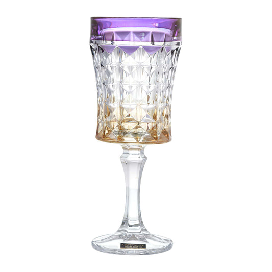 Bohemia Crystal - Goblet Glass Set 6 Pieces - Gold & Purple - 200ml - Crystal