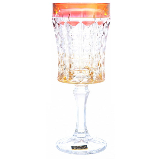 Bohemia Crystal - Goblet Glass Set 6 Pieces - Gold & Red - 200ml