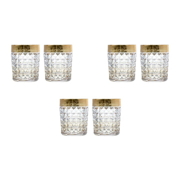 Bohemia Crystal - Diamond Tumbler Glass Set 6 Pieces - 230ml - Gold - Crystal
