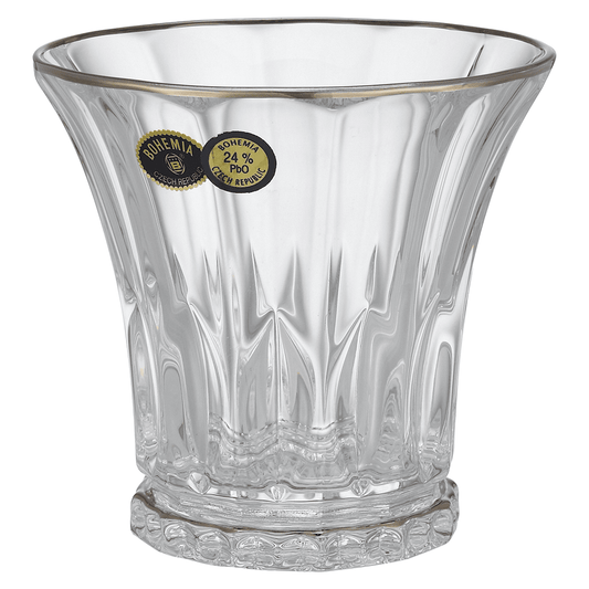 Bohemia Crystal - Tumbler Glass Set 6 Pieces with Silver Rim - 250ml - Crystal