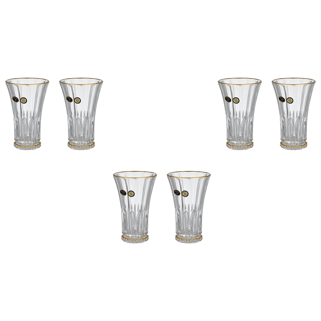 Bohemia Crystal Highball Glass Set 6 Pieces With Gold Rim 280ml