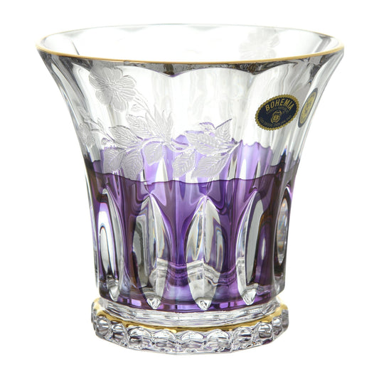 Bohemia Crystal - Tumbler Glass Set of 6 Pieces - Purple & Gold - 300ml - Crystal