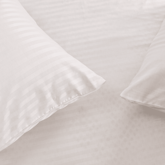 Senzo - Off White Fitted Bed Sheet Set 3 Pieces Stripes - 250 TC