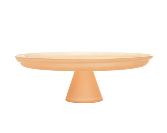 ArdaCam - Hiro Round Footed Serving Platter - Pastel Orange - 33cm - Glass
