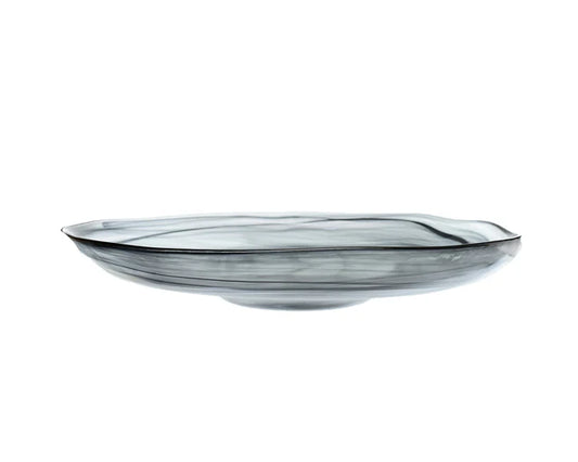 ArdaCam - Sade Amorf Round Serving Platter - Black - 40.8cm - Glass