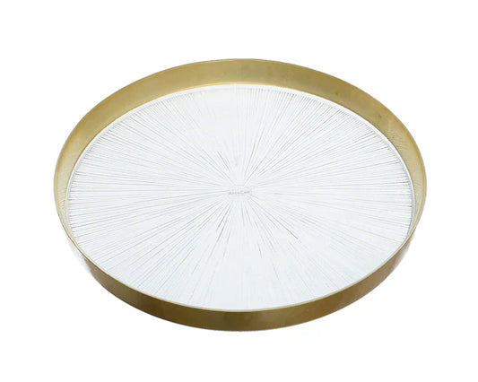 ArdaCam - Angel Round Serving Tray & Bowls 5 Pieces - Gold - Glass